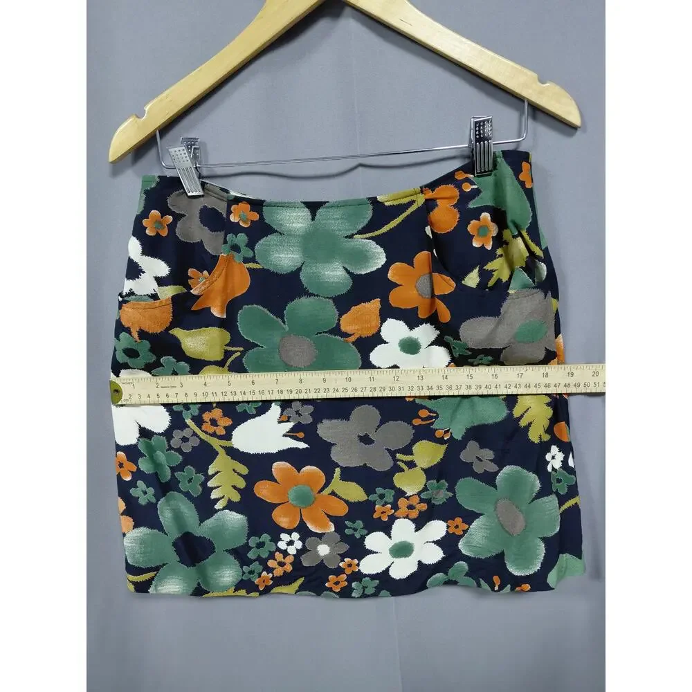 Express Made in USA Navy Mini Casual Floral Skirt Women Size 9/10